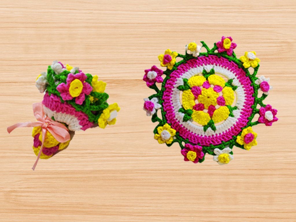 Crochet Flowers Coaster Bouquet pattern