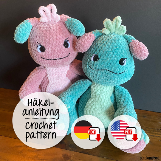 PDF Crochet pattern GER/ENG "Kiko - cuddly monster“, Design @buerokunstvoll