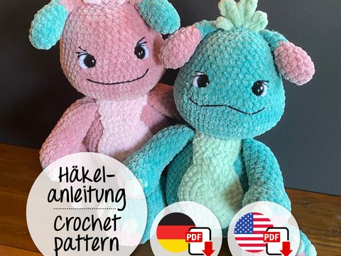 PDF Häkelanleitung DE/EN „Kiko das Kuschelmonster“, Design @buerokunstvoll