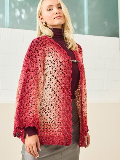 HEXAGONJACKE BOGENKANTE, gehäkelt