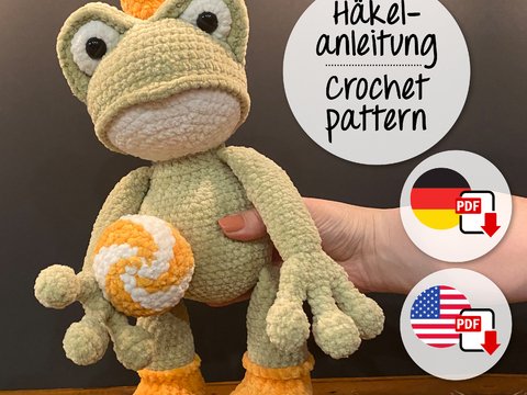 PDF Häkelanleitung DE/EN für „Theo der Goldfrosch“, Design @buerokunstvoll