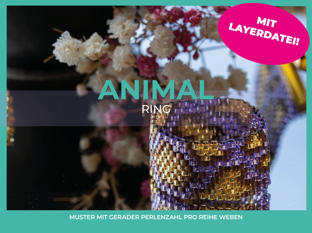 Webmuster Ring Animal Peyote mit gerader Perlenzahl
