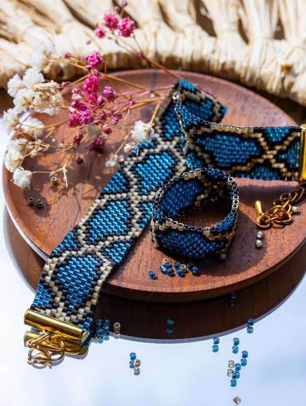 Webmuster Armband Serpiente Peyote mit gerader Perlenzahl - Bild 2