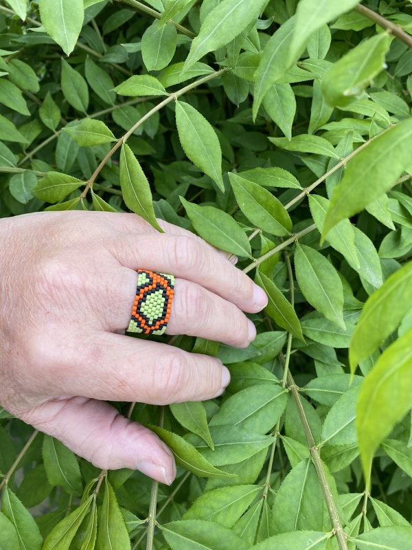 Webmuster Ring Serpiente Peyote mit gerader Perlenzahl - Bild 4