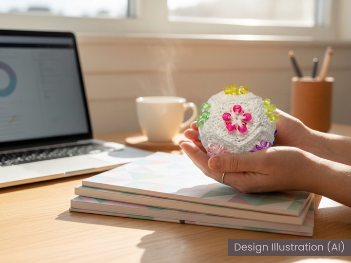 Beaded Crochet Fidget Stressball, Beaded Granny Square Ball, Fidget Toy