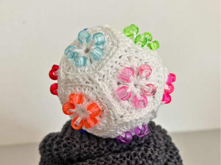 Beaded Crochet Fidget Stressball, Beaded Granny Square Ball, Fidget Toy