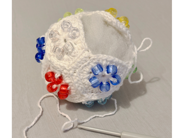 Beaded Crochet Fidget Stressball, Beaded Granny Square Ball, Fidget Toy