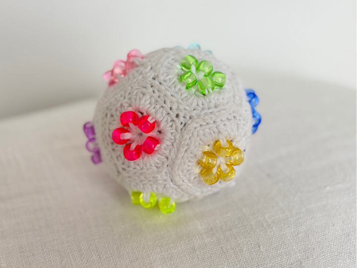 Beaded Crochet Fidget Stressball, Beaded Granny Square Ball, Fidget Toy