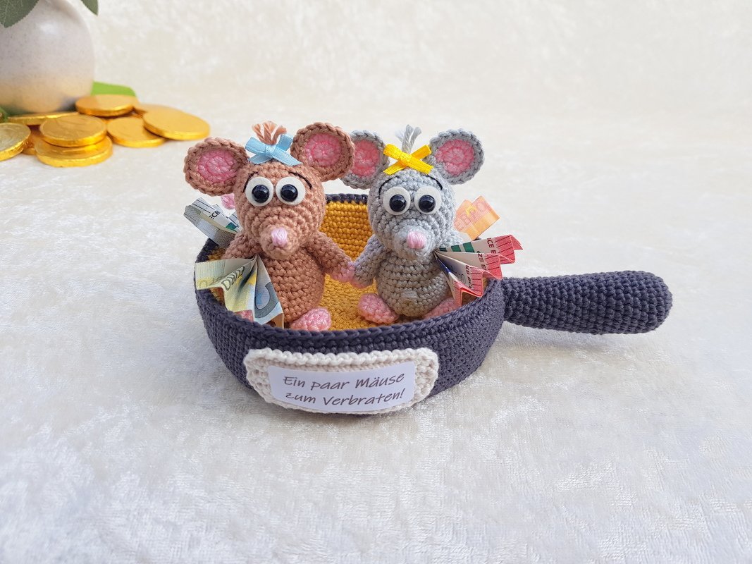 Häkelanleitung - Mäusepfanne - Ein paar Mäuse zum Verbraten! / Geldgeschenk - Bild 2