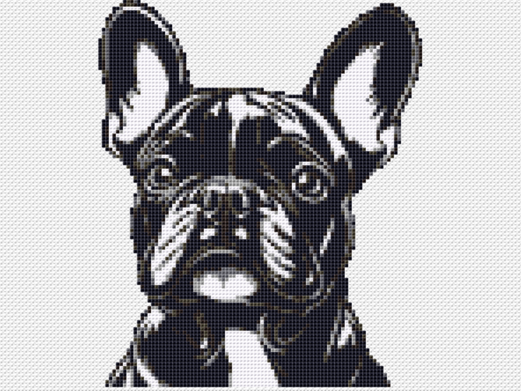 Kreuzstichvorlage Französische Bulldogge Karl, ein Frenchie als Stickmuster