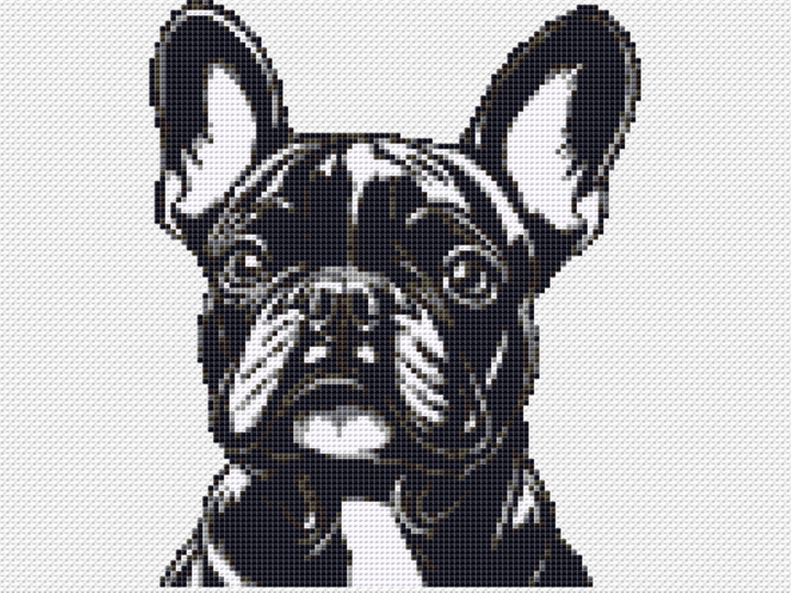 Kreuzstichvorlage Französische Bulldogge Karl, ein Frenchie als Stickmuster