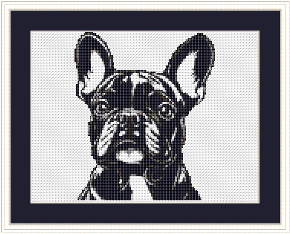 Kreuzstichvorlage Französische Bulldogge Karl, ein Frenchie als Stickmuster - Bild 3