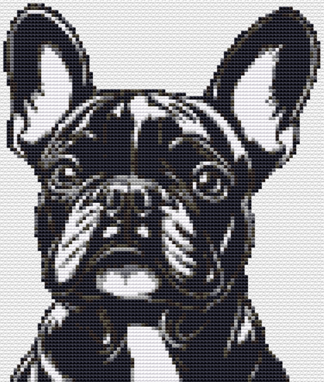 Kreuzstichvorlage Französische Bulldogge Karl, ein Frenchie als Stickmuster