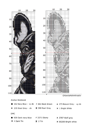 Kreuzstichvorlage Französische Bulldogge Karl, ein Frenchie als Stickmuster