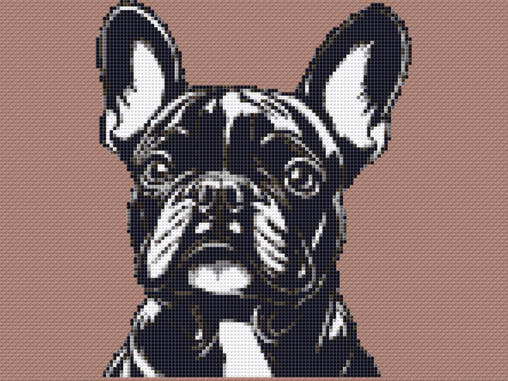 Kreuzstichvorlage Französische Bulldogge Karl, ein Frenchie als Stickmuster