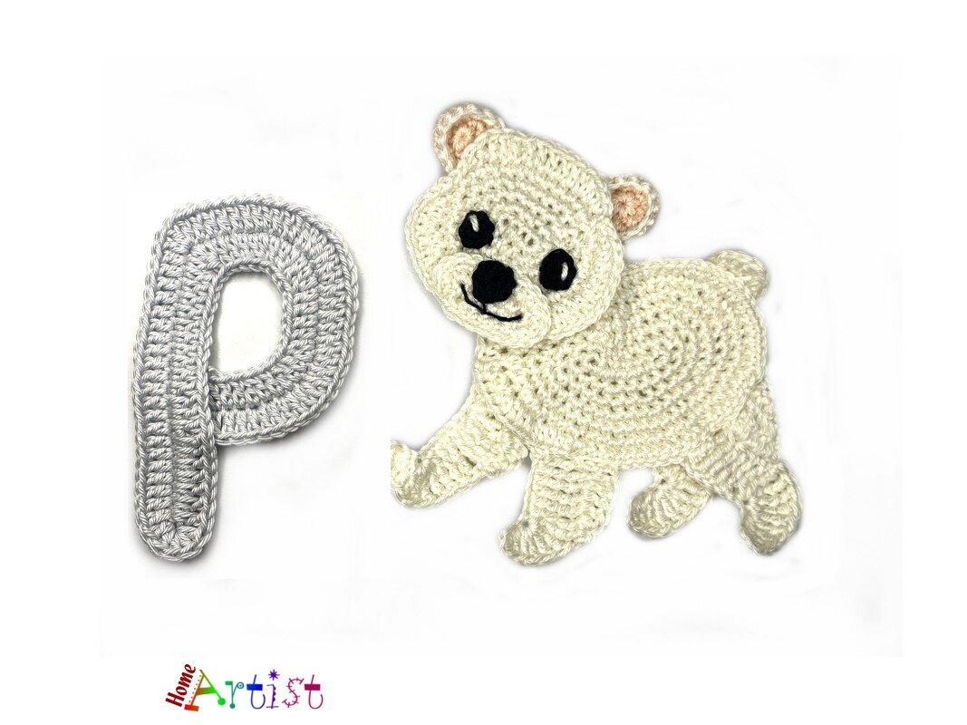 Crochet Animal Alphabet P Polar bear
