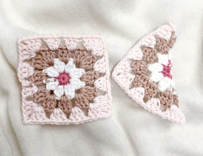 Häkelanleitung Set Halbes und Ganzes Granny Square „Daisy“ | Quadratisch