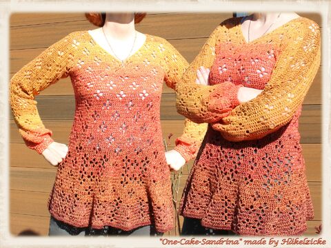 CAL "One-Cake-Sandrina" Häkelpullover V-Aussschnitt RVO S-XXL