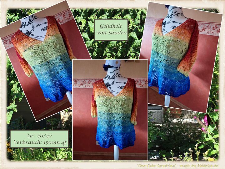 "One-Cake-Sandrina" Häkelpullover V-Aussschnitt RVO S-XXL
