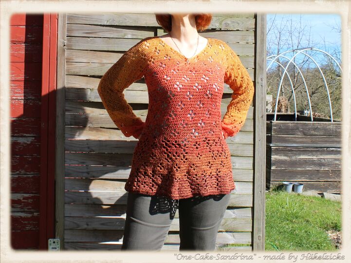 "One-Cake-Sandrina" Häkelpullover V-Aussschnitt RVO S-XXL