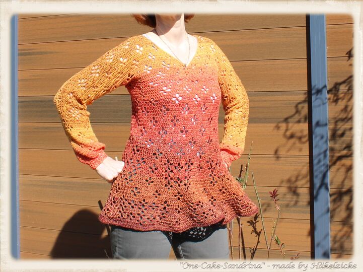 "One-Cake-Sandrina" Häkelpullover V-Aussschnitt RVO S-XXL
