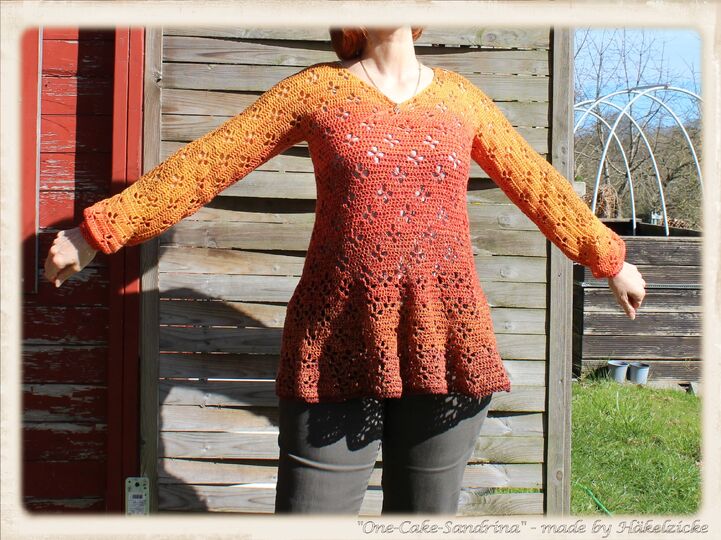 "One-Cake-Sandrina" Häkelpullover V-Aussschnitt RVO S-XXL