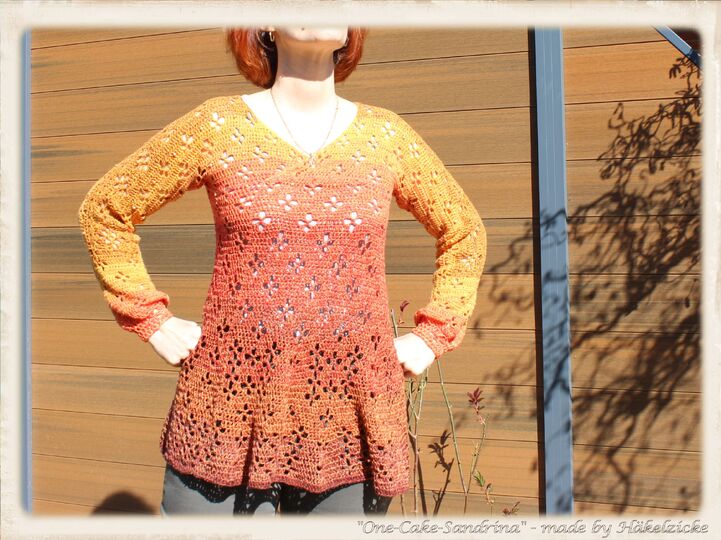 "One-Cake-Sandrina" Häkelpullover V-Aussschnitt RVO S-XXL