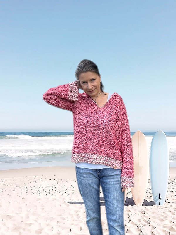 Gehäkelter Kapuzenpulli | BEACH WALK Hoodie | nahtlos | Kinder + Erw. - Bild 3