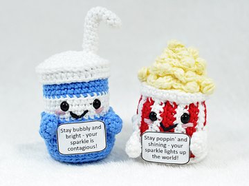 Häkelanleitung Popcorn & Soda (mit motivierenden Sprüchen)
