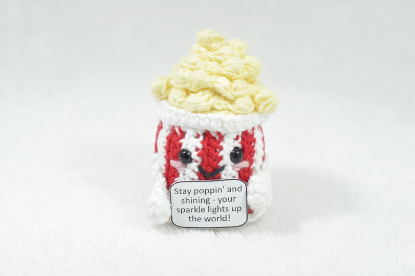 Häkelanleitung Popcorn & Soda (mit motivierenden Sprüchen)