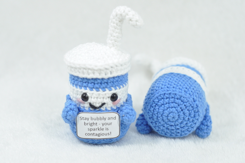 Häkelanleitung Popcorn & Soda (mit motivierenden Sprüchen)