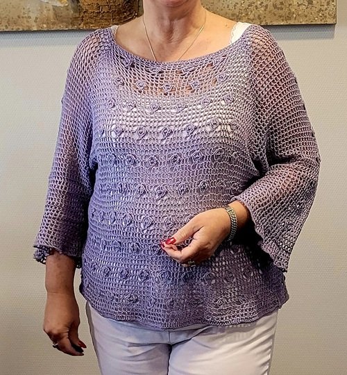 "Lena" - sommerlicher Häkelpulli RVO für jede Größe - Anleitung