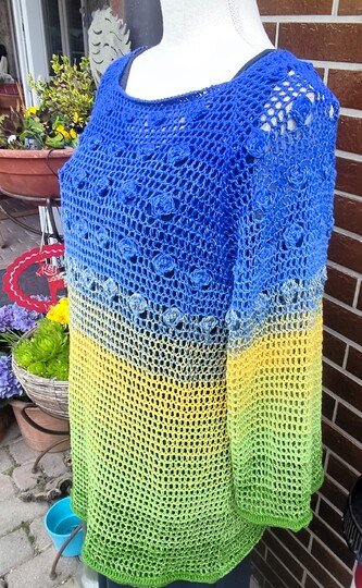 "Lena" - sommerlicher Häkelpulli RVO für jede Größe - Anleitung