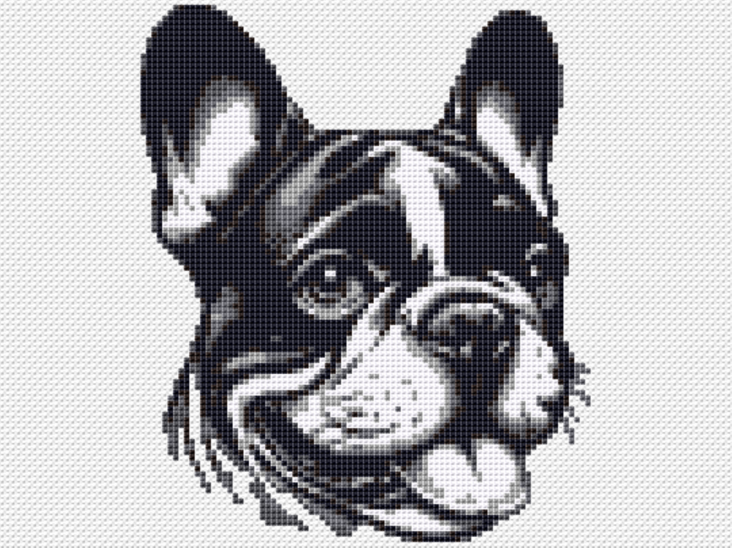 Kreuzstichvorlage Französische Bulldogge Karla als PDF und PNG