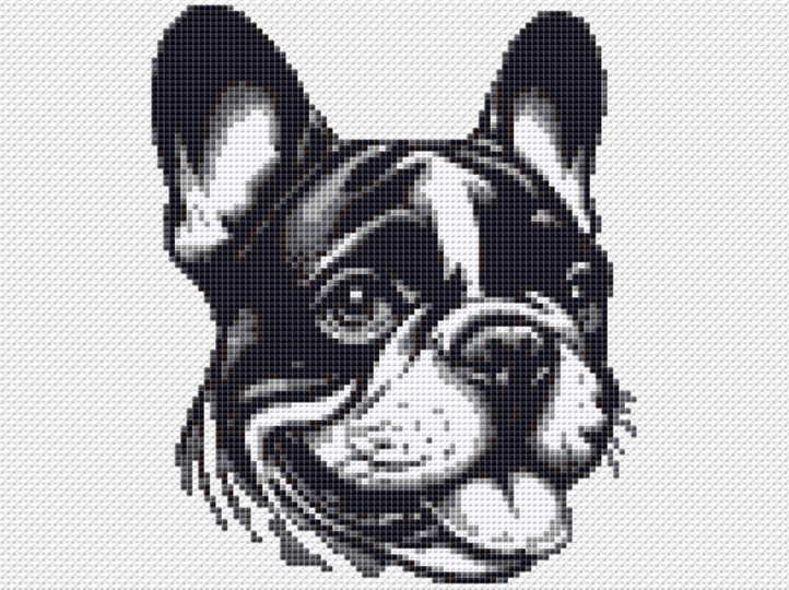 Kreuzstichvorlage Französische Bulldogge Karla als PDF und PNG