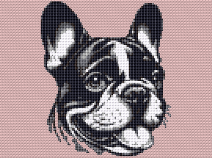 Kreuzstichvorlage Französische Bulldogge Karla als PDF und PNG