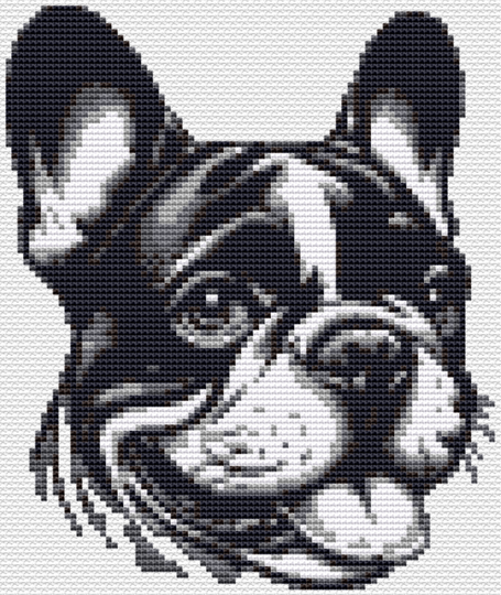 Kreuzstichvorlage Französische Bulldogge Karla als PDF und PNG