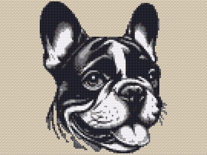 Kreuzstichvorlage Französische Bulldogge Karla als PDF und PNG