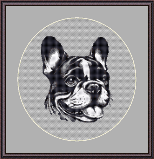 Kreuzstichvorlage Französische Bulldogge Karla als PDF und PNG