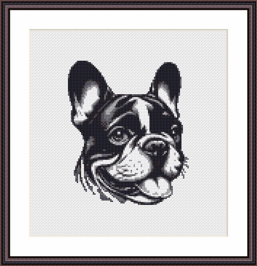 Kreuzstichvorlage Französische Bulldogge Karla als PDF und PNG
