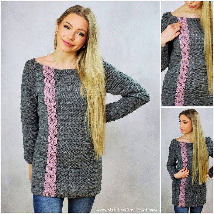 Crochet Pattern – Sweater with Decorative Colour Cable | ItalyWool #6 - Image 3