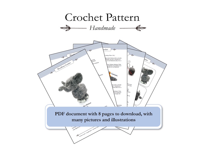 Amigurumi Elephant Crochet PDF Pattern – Tiny the Elephant (12 cm)