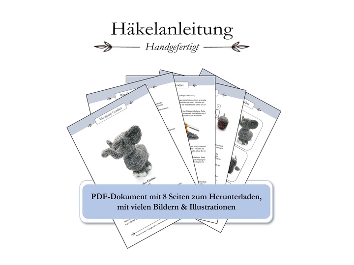 Amigurumi Elephant Crochet PDF Pattern – Tiny the Elephant (12 cm)