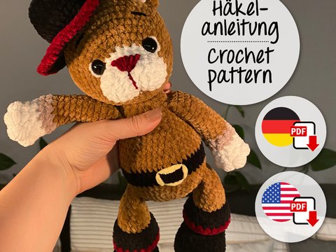 PDF Crochet pattern GER/ENG for "Loki the cat", Design by @buerokunstvoll