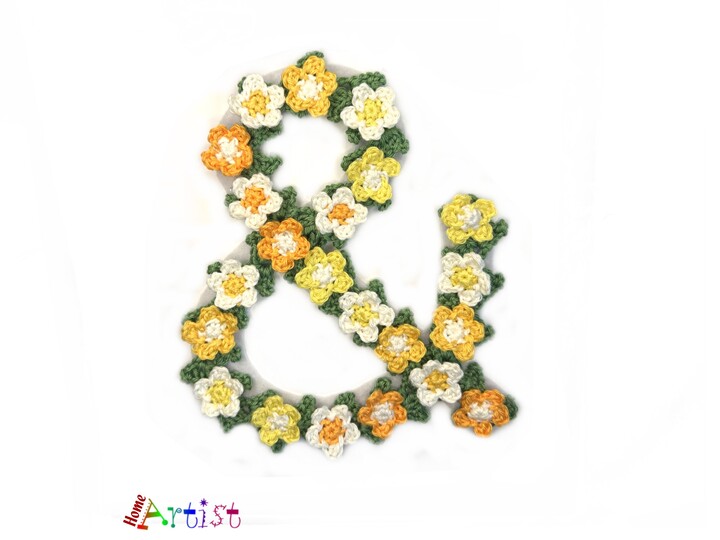 Flower letter & crochet pattern applique