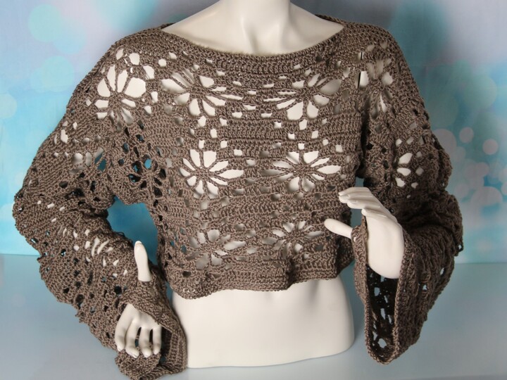 Häkelmuster - Flower Butterfly Shirt Sweater crochet pattern