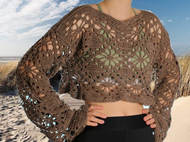 Häkelmuster - Flower Butterfly Shirt Sweater crochet pattern