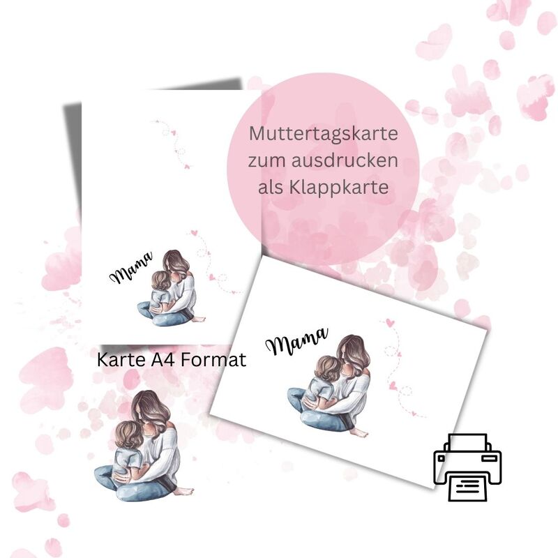 Muttertagskarte download Muttertag Mama Karte Grußkarte A4 ausdrucken