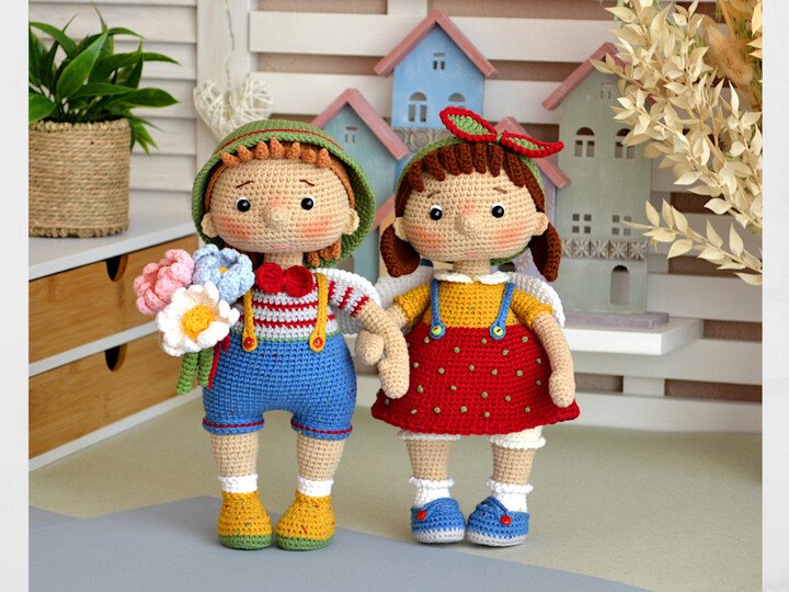 Amigurumi doll crochet pattern MARY and PETER, cute toys