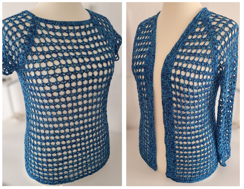 "Cool Summer" 4 in 1 Häkelanleitung in RVO / Weste; Jacke; Pullover; Shirt